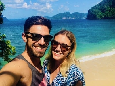 Mike Beatty and his wife Sarah on a beach in the Philippines