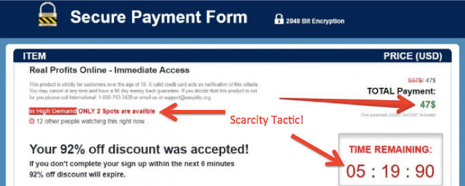 Real Profits Online Scarcity Tactic