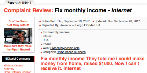 Fix Monthly Income review