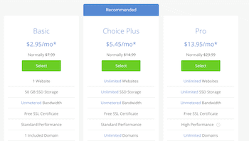 Bluehost hosting plan