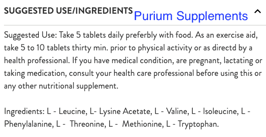 Purium ingredients
