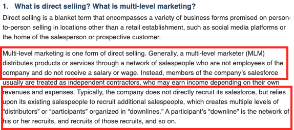 FTC- Direct Selling vs MLM